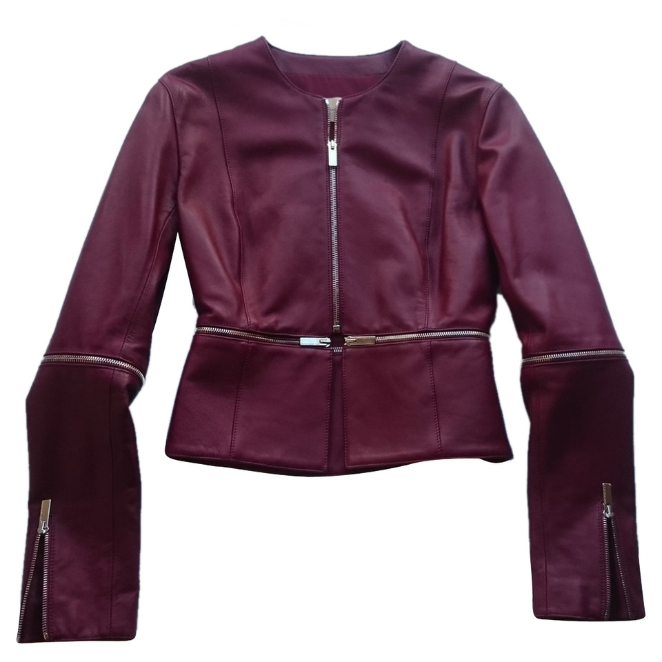 Christopher Kane Giacca/Cappotto in Pelle in Bordeaux