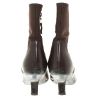 Prada Leather boots with textile insert