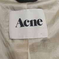 Acne Leren jas met doorgestikte details