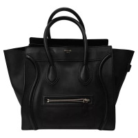 Céline Luggage Mini Fur in Black