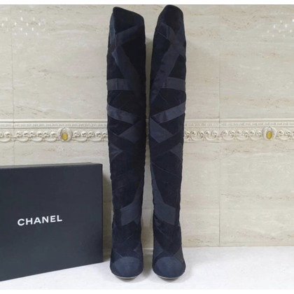 Chanel Laarzen Leer in Blauw