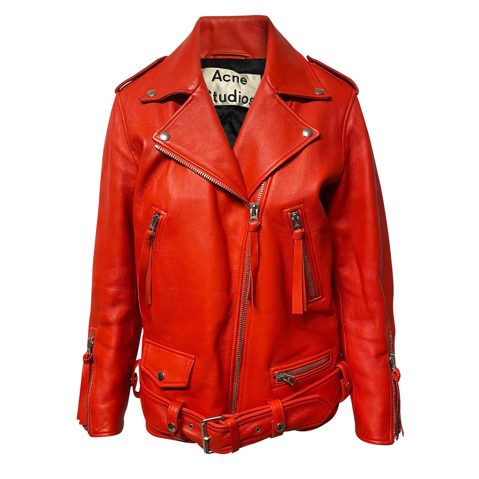Acne Jacke/Mantel aus Leder in Rot