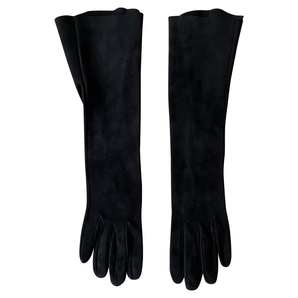 Alexander McQueen Handschuhe aus Wildleder in Schwarz
