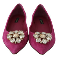 Dolce & Gabbana Slipper/Ballerinas aus Leder in Rosa / Pink