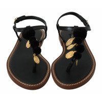 Dolce & Gabbana Slipper/Ballerinas aus Leder in Schwarz