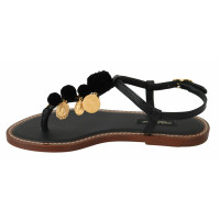 Dolce & Gabbana Slipper/Ballerinas aus Leder in Schwarz