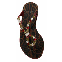 Dolce & Gabbana Slippers/Ballerina's Leer in Rood