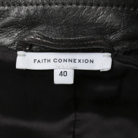 Faith Connexion Silberfarbene Lederjacke