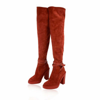 Hermès Stivali in Pelle scamosciata in Rosso