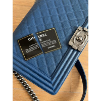 Chanel Boy Bag Leer in Blauw