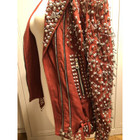 Balmain Jacke/Mantel aus Leder in Rot