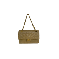 Chanel Classic Flap Bag Leer in Beige