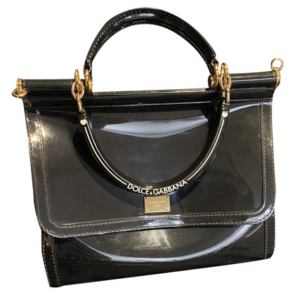 Dolce & Gabbana Sicily Bag aus Lackleder in Schwarz