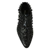 Dolce & Gabbana Slippers/Ballerina's Leer in Zwart