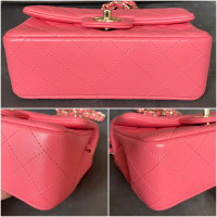 Chanel Classic Flap Bag Mini Rectangle Leer in Roze