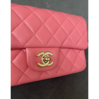 Chanel Classic Flap Bag Mini Rectangle Leer in Roze