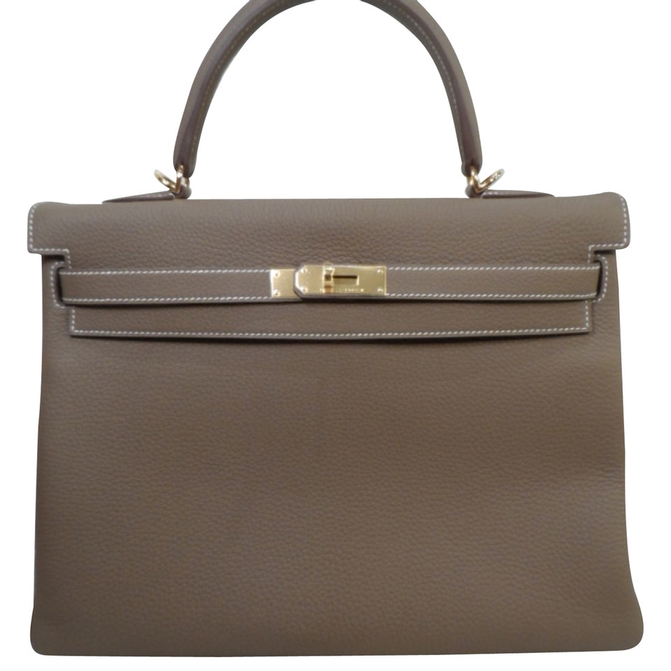 Hermès Kelly Bag 32 aus Leder in Grau