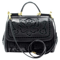 Dolce & Gabbana Sicily Bag aus Leder in Schwarz