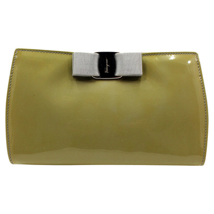 Salvatore Ferragamo Clutch Bag Patent leather in Olive