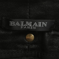 Balmain Pantaloni di pelle in nero