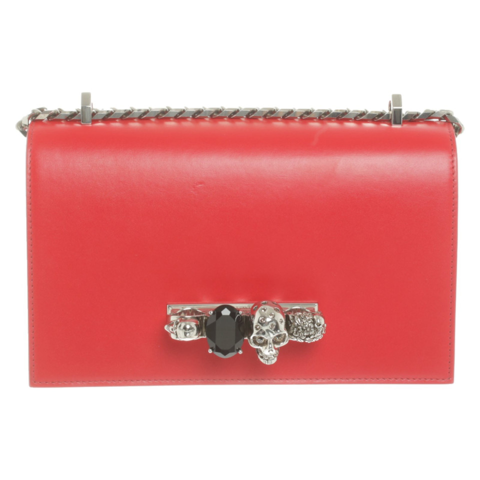 Alexander McQueen Knuckle Chain Bag aus Leder in Rot