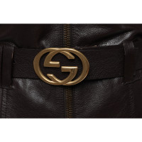 Gucci Jacke/Mantel aus Leder in Braun