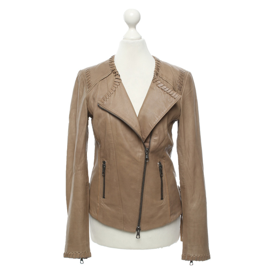 Set Veste/Manteau en Cuir en Beige