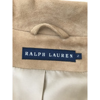 Ralph Lauren Black Label Blazer in Pelle scamosciata in Beige