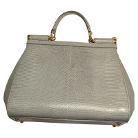 Dolce & Gabbana Sicily Bag in Pelle verniciata in Grigio