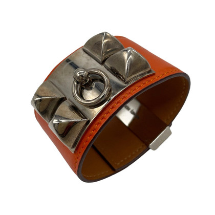 Hermès Collier de Chien Armband aus Leder in Orange