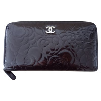 Chanel "Camelia Zip Wallet" Patent Leather
