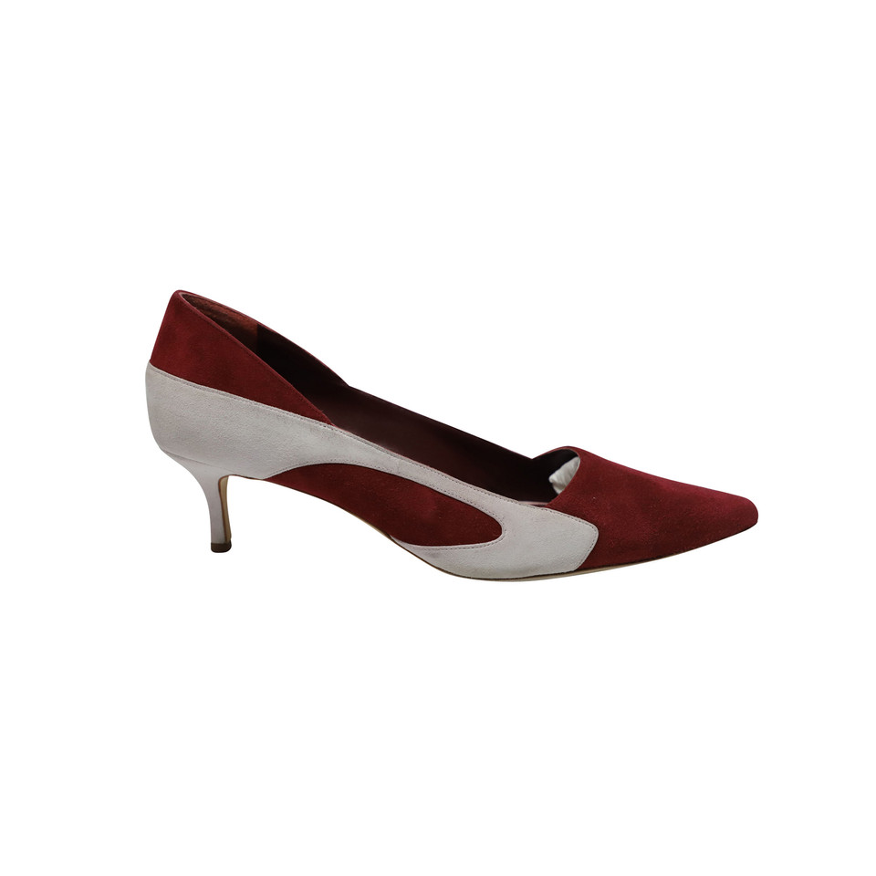 Manolo Blahnik Pumps/Peeptoes en Daim en Rouge