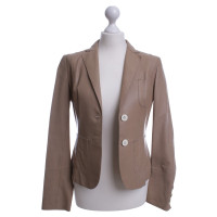 Hugo Boss Giacca in pelle con cuciture decorative in beige