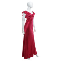 John Galliano Silk dress in pink-red