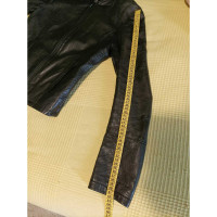 Armani Jeans Oberteil aus Leder in Schwarz