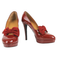 Kenzo burgundy patent leather round toe pumps