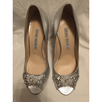 Luciano Padovan Pumps/Peeptoes Leather in Silvery