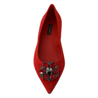 Dolce & Gabbana Slipper/Ballerinas aus Leder in Rot