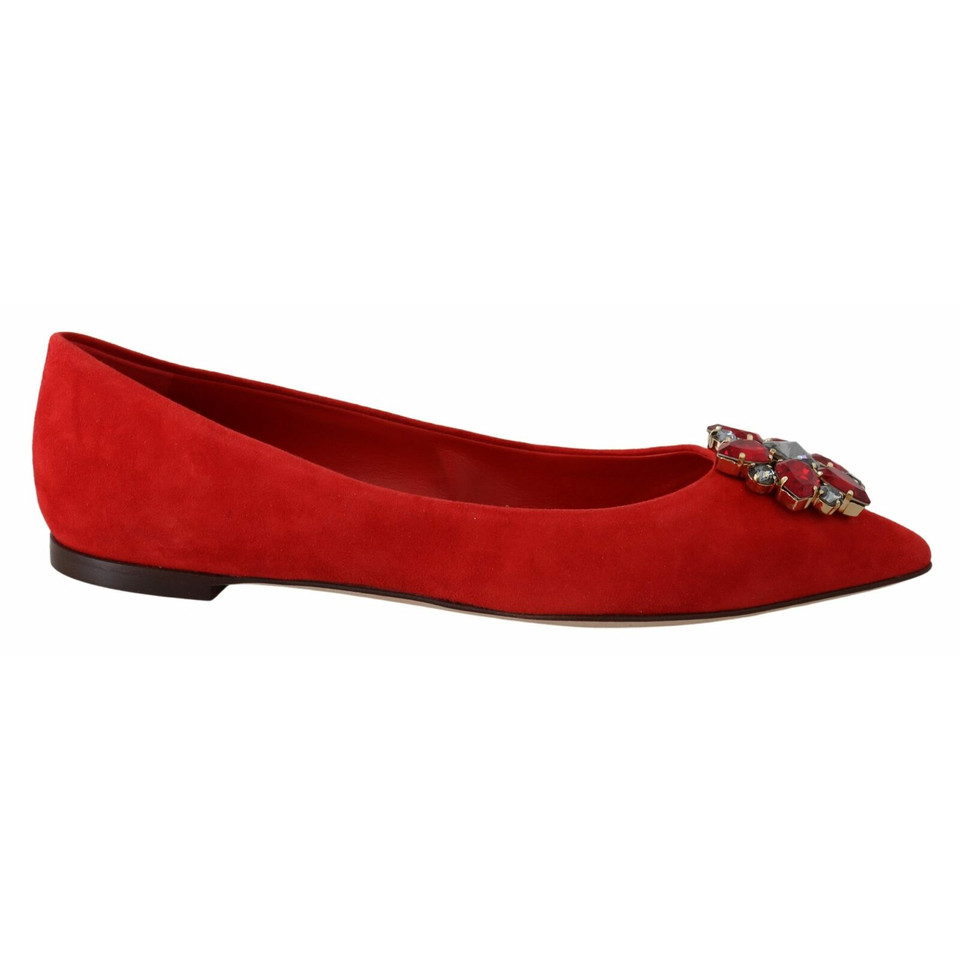 Dolce & Gabbana Slipper/Ballerinas aus Leder in Rot