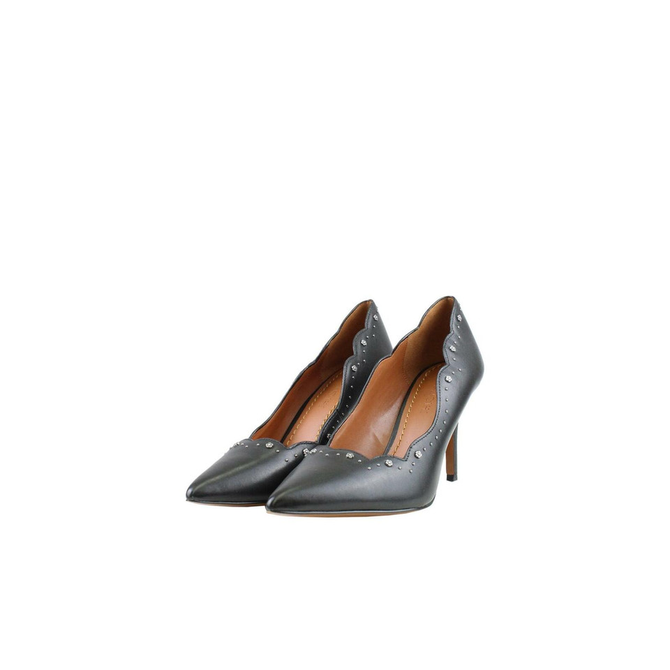 Coach Pumps/Peeptoes aus Leder in Schwarz