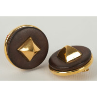 Hermès Earring Leather in Gold