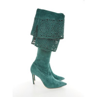 Manolo Blahnik Boots Suede in Turquoise