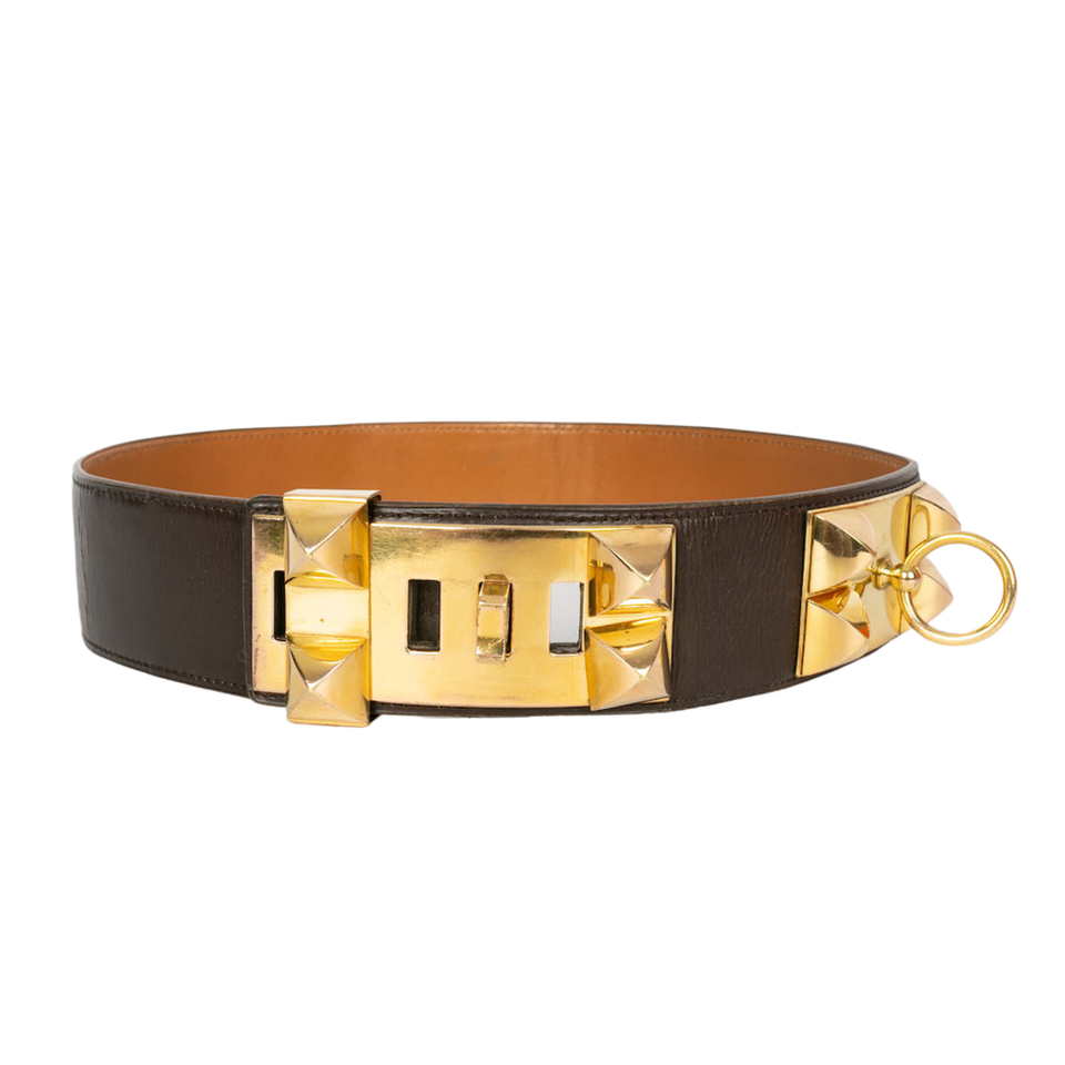 Hermès Collier de Chien aus Leder in Braun