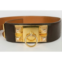 Hermès Collier de Chien aus Leder in Braun