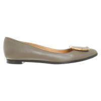 Lanvin Leder-Ballerinas in Khaki