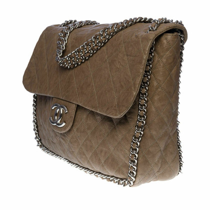 Chanel Chain Around Flap Leer in Taupe