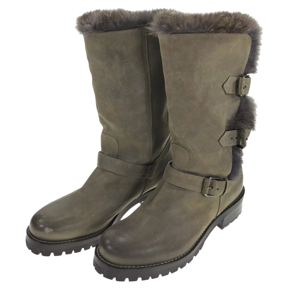 Sartore Bottes en Cuir en Taupe