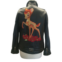 Philipp Plein Giacca in pelle con stampa Bambi