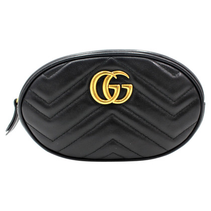 Gucci GG Marmont Matelassé Belt Bag Leer in Zwart