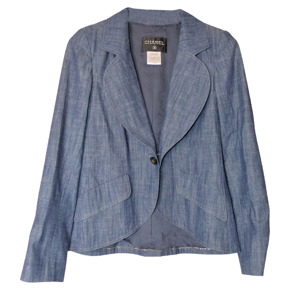 Chanel Blazer aus Jeansstoff in Blau